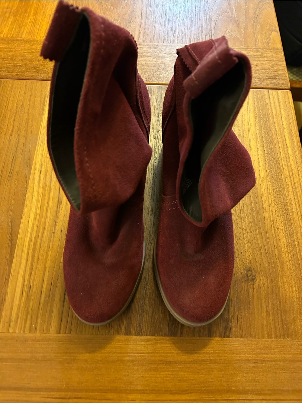 Suede Slouchy Ankle Boots in Burgundy - Women
